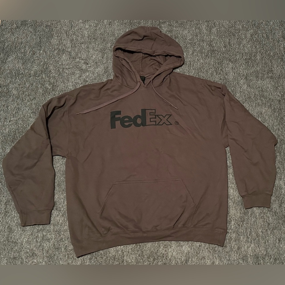 Vintage Men's FedEx Grey/ Black Logo Hoodie - Size XL